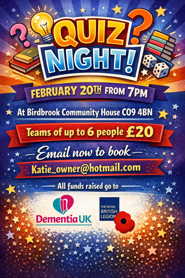 Quiz night in aid of RBL and dementia uk 
